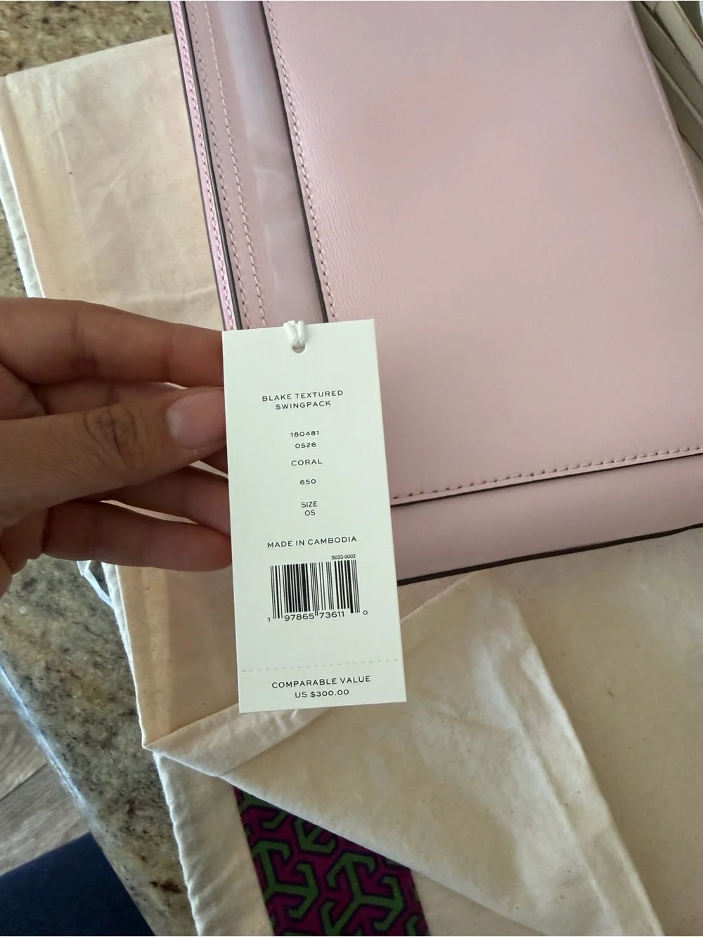 NEW Tory Burch Blake Swingpack Leather Crossbody coral color $300